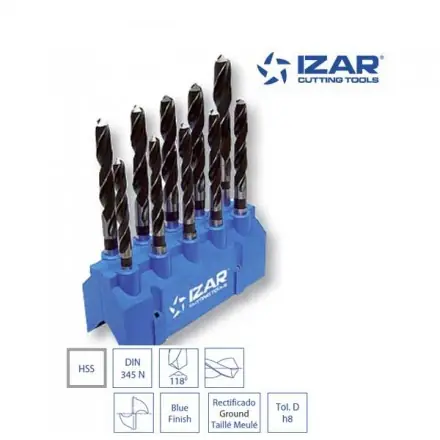 coffret 10 forets HSS cône morse CM Izar DIN 345N de 14 à 25 mm