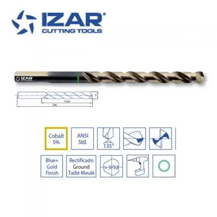 foret HSSE 5%Co multi Inox Izar impérial en pouce de 1/16" à 1/2" (boîte)