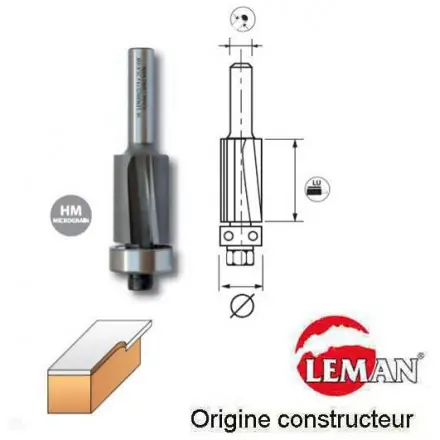 mèche d‘affleureuse biaisée HM micrograin 19 mm queue 6 mm LEMAN