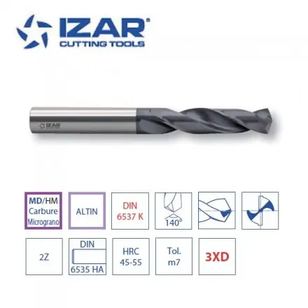 foret carbure MD/HM ALTIN Izar haut rendement CNC de 3 à 11.80 mm