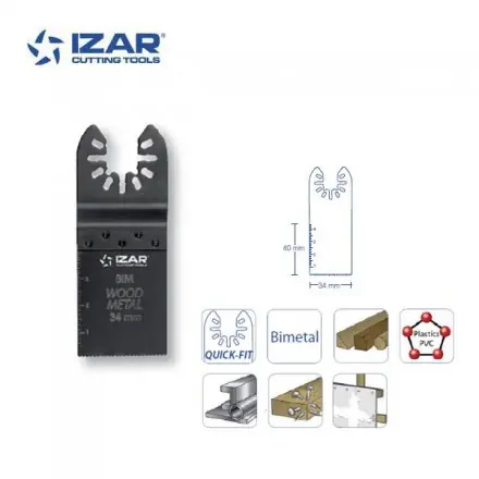 lame Quick-Fit Izar bimétal coupe droite 34 mm pour bois dur