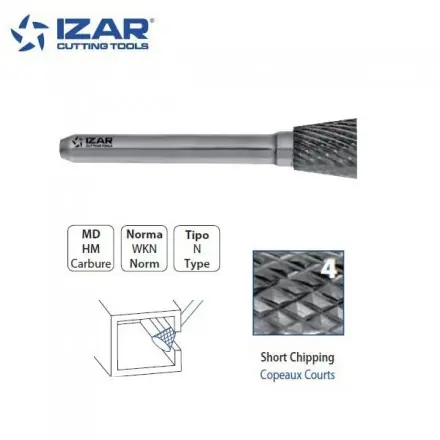 fraise rotative carbure Izar conique WKN denture 4 de 3 à 16 mm