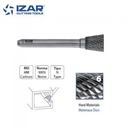 fraise rotative carbure Izar conique WKN denture 6 de 3 à 19 mm