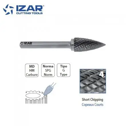 fraise rotative carbure Izar ogive SPG denture 4 de 3 à 16 mm