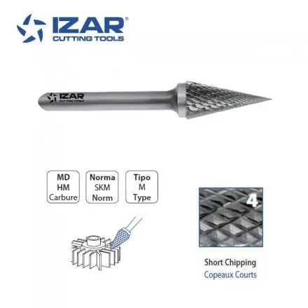 fraise rotative carbure Izar conique SKM denture 4 de 6 à 16 mm