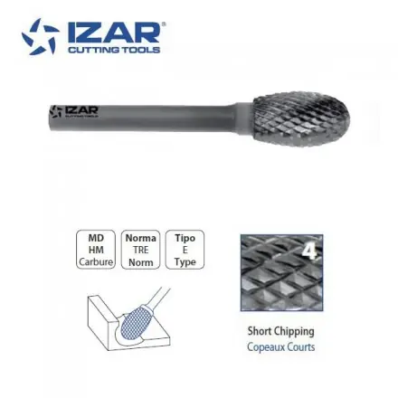 fraise rotative carbure Izar ovale TRE denture 4 de 3 à 16 mm