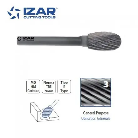 fraise rotative carbure Izar ovale TRE denture 3 de 3 à 19 mm