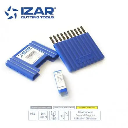 foret HSS metal DIN338N 0.3 à 3mm Izar (boîte) - série courte