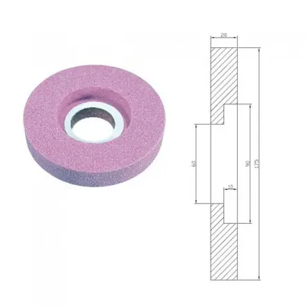 meule blanche vitrifiée touret 175x20x60 mm emb. 90x10mm grain60
