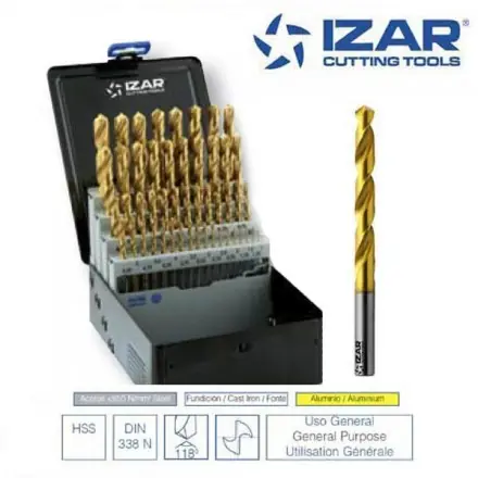 coffret 49 forets HSS-TIN Izar de 1 à 13 mm par 0.25 mm