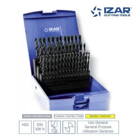 coffret 41 forets HSS DIN338N Izar de 6 à 10 mm par 0.10 mm