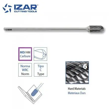 fraise rotative carbure longue WRC Izar cylindrique arrondie denture 6 - de 6 à 12.7 mm