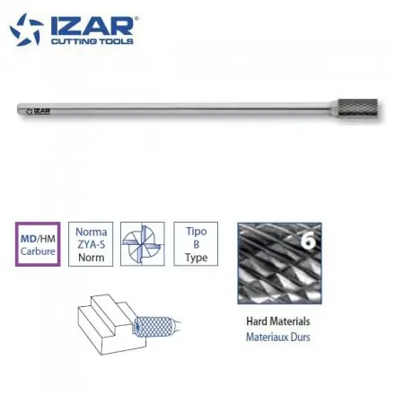 fraise rotative carbure longue ZYA-S Izar cylindrique denture 6 - de 6 à 12.7 mm
