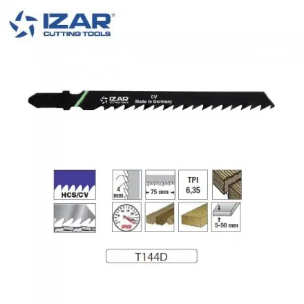 lame de scie sauteuse Izar T144D coupe rapide 100mm TPI6.35 (x3)