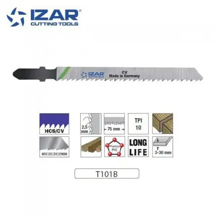 lame de scie sauteuse Izar T101B coupe propre 100mm TPI10 (x3)