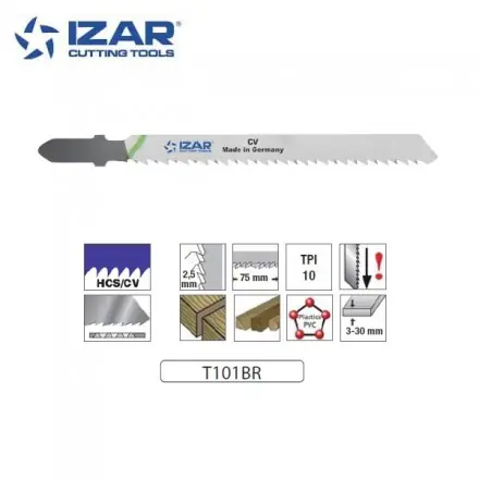 lame de scie sauteuse Izar T101BR denture inversée 100mm TPI10 (x3)
