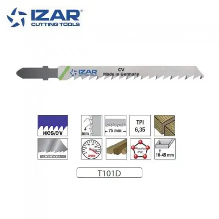 lame de scie sauteuse Izar T101D coupe rapide 100mm TPI6.35 (x3)