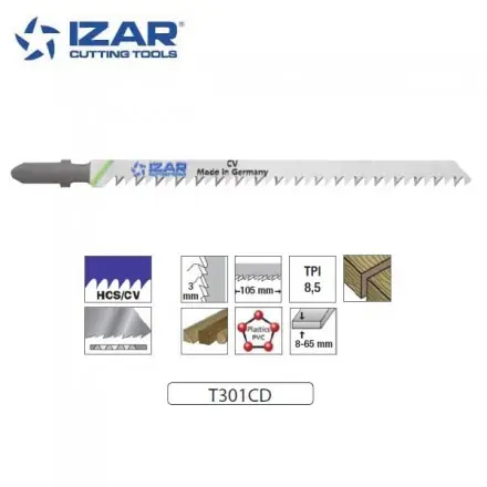 lame de scie sauteuse Izar T301CD coupe longue 132mm TPI8.5 (x3)