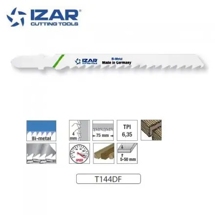 lame de scie sauteuse Izar T144DF bimétal coupe rapide 100mm TPI6.35 (x3)