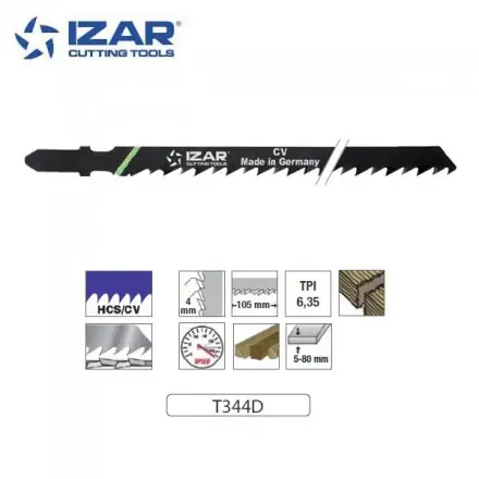 lame de scie sauteuse Izar T344D coupe rapide longue 132mm TPI6.35 (x3)