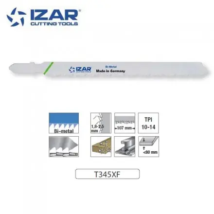 lame de scie sauteuse bimétal Izar T345XF longue durée 132mm TPi10-14 (x3)