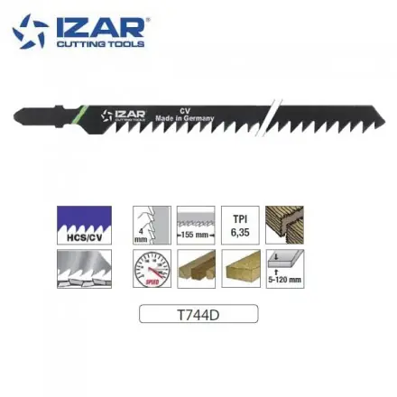 lame de scie sauteuse Izar T744D coupe rapide et longue 180mm TPi6.35 (x3)