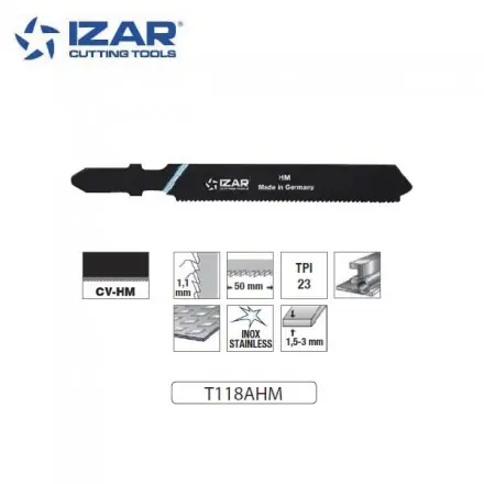 lame de scie sauteuse carbure Izar T118AHM pour acier, inox 79mm TPi23 (x1)