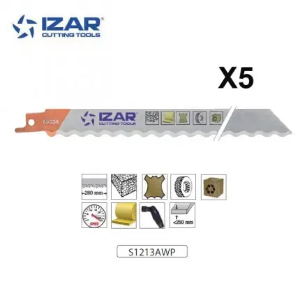 Lame scie sabre Izar S1213AWP (x5) ondulée cutter 300 mm