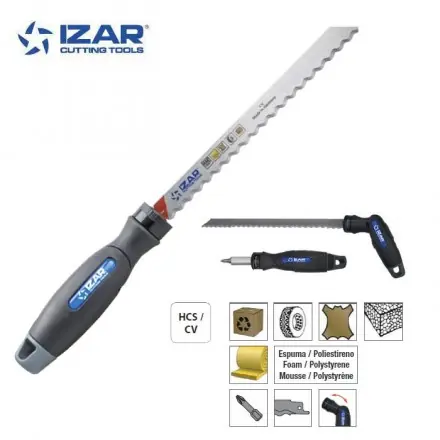 poignée orientable Izar pour lame scie sabre et embouts de vissage + 2 lames