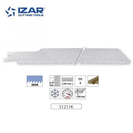 Lame scie sabre Izar S1211K (x1) en inox 300 mm pour glaces et surgelés