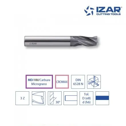 fraise finition carbure Cromax DIN6528N 3Z Izar de 1 à 20 mm