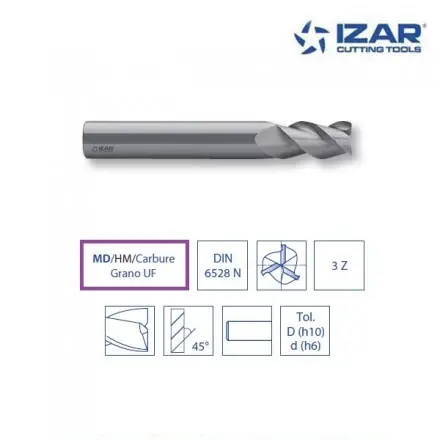 fraise carbure 3Z Izar DIN6528N pour aluminium de 3 à 20 mm