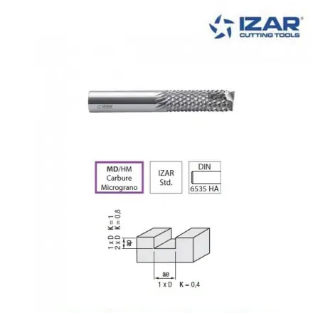 fraise de rainurage Izar carbure MD/HM pour matériaux composites