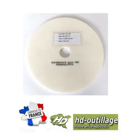 meule d‘affûtage pour scie 150x6x20 mm dureté dure grain 60