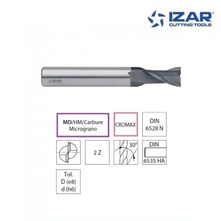 fraise carbure Cromax Izar 2Z utilisation générale DIN 6528N