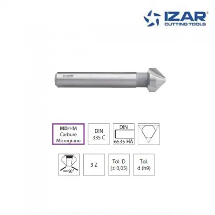 fraise à noyer 90° Izar carbure MD/HM DIN335C de 6.3 à 25 mm