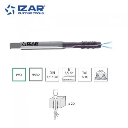Taraud droit machine avec lubrification Izar PMX métrique pour inox de M6 à M16
