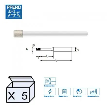 meule diamant Pferd cylindrique ZY 3.0x4mm tige 3 mm dureté D64 à D126 (x5)