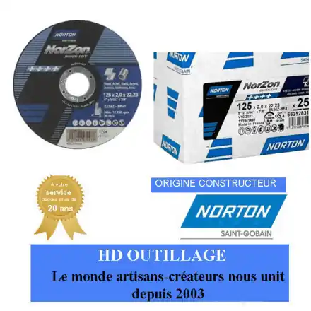 25 disques à tronçonner 125x2,0x22,23 mm NORZON