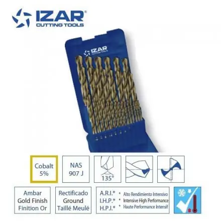 coffret 29 forets HSSE 5%co impérial en pouces Izar de 1/16 à 1/2 par 1/64