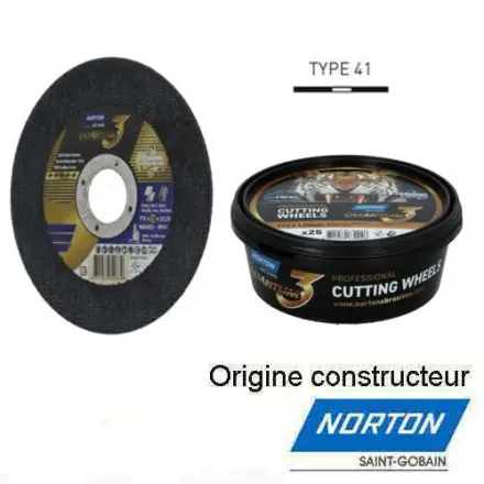 25 disques à tronçonner acier inox Norton QUANTUM3 125x1,6 mm