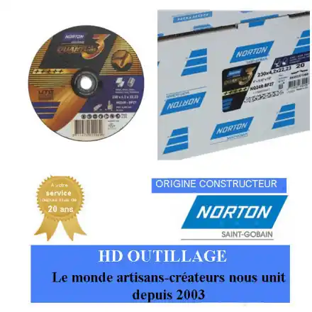 20 disques à ébarber l‘inox/acier 230x4,2 mm norton 66253371360