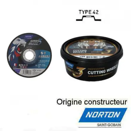 25 disques à tronçonner inox/acier 125x0,8 mm NORTON 66252847081