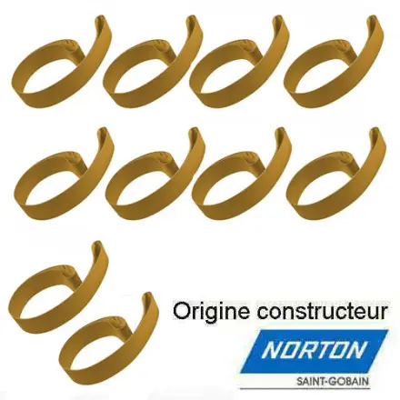 10 bandes abrasives 140x3300 mm NORTON W445 grain liège