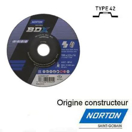 25 disques à tronçonner métal/ inox Norton BDX 100x2,5 mm