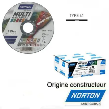 25 disques à tronçonner MULTI MATERIAL 125x1,0mm NORTON 66252918924