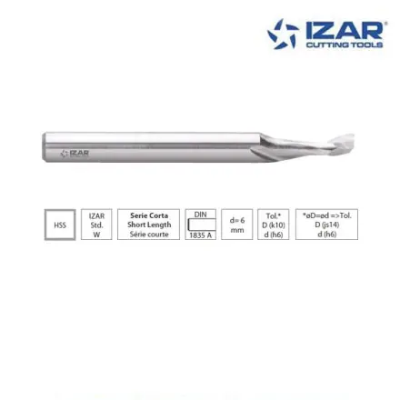 Fraise finition longue Izar HSS 1Z pour aluminium
