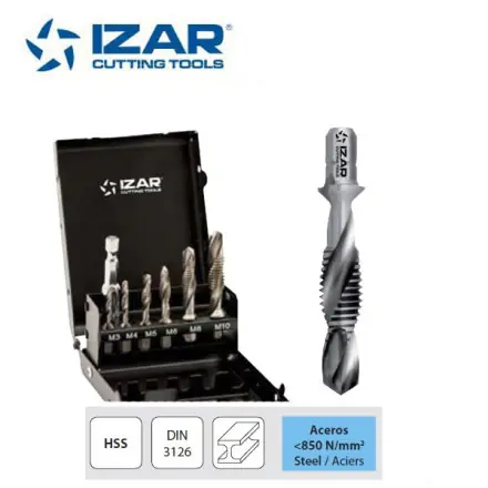 coffret forets taraudeurs HSS queue hexagonale 6 pans Izar M3 à M10