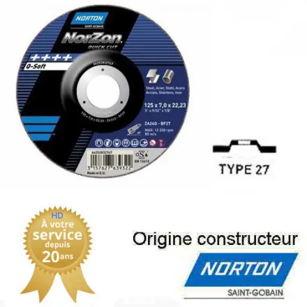 25 meules à ébarber 125x4,6 mm norton NORZON quick cut