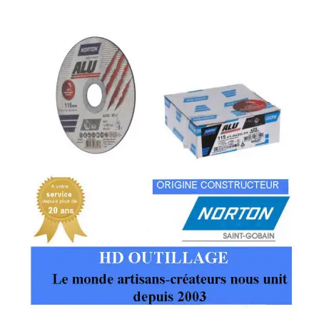 25 disques ultra mince de tronçonnage 115x1x22.23mm Norton ALU